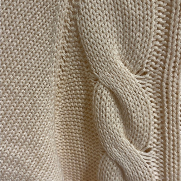 Elie Tahari Ivory Wool Blend Cable Knit Sweater Relaxed Fit Dolman Long Sleeve - Picture 3 of 4